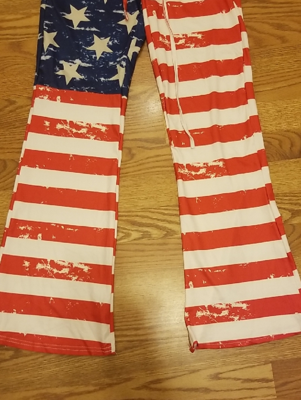 Women's Flag-Print Wide Leg Pants - Red, White & Blue - Picture 3 of 7